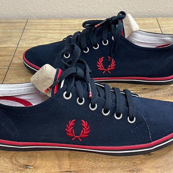 Fred Perry Kingston Twill Sneaker Navy Blue Men's Size 7 - Picture 6 of 8
